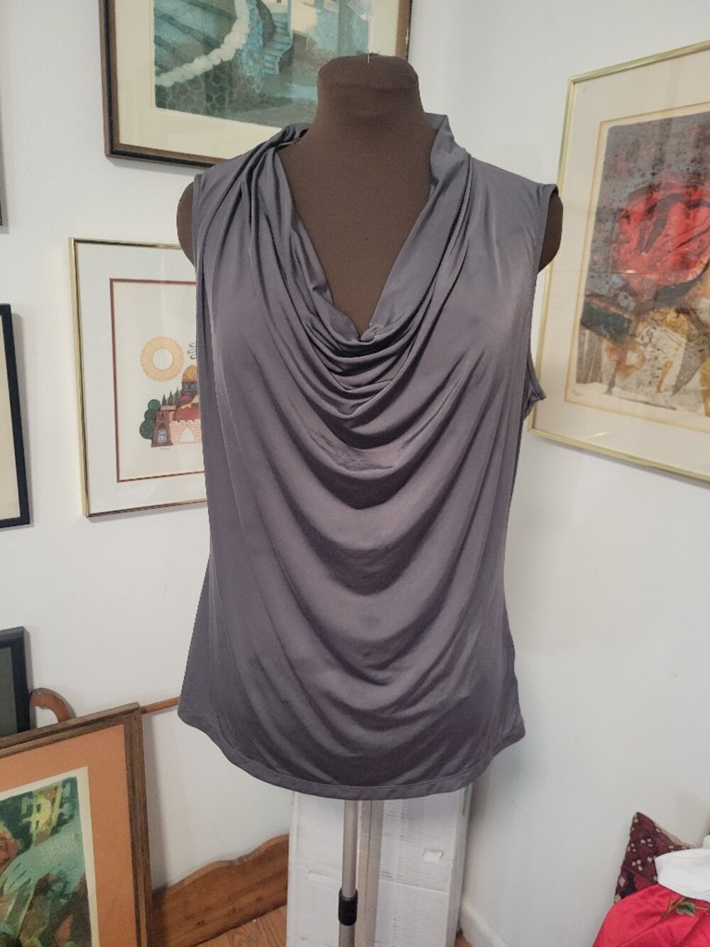 Worthington Grey Scoop Neck Grey Sleeveless Top Size XL